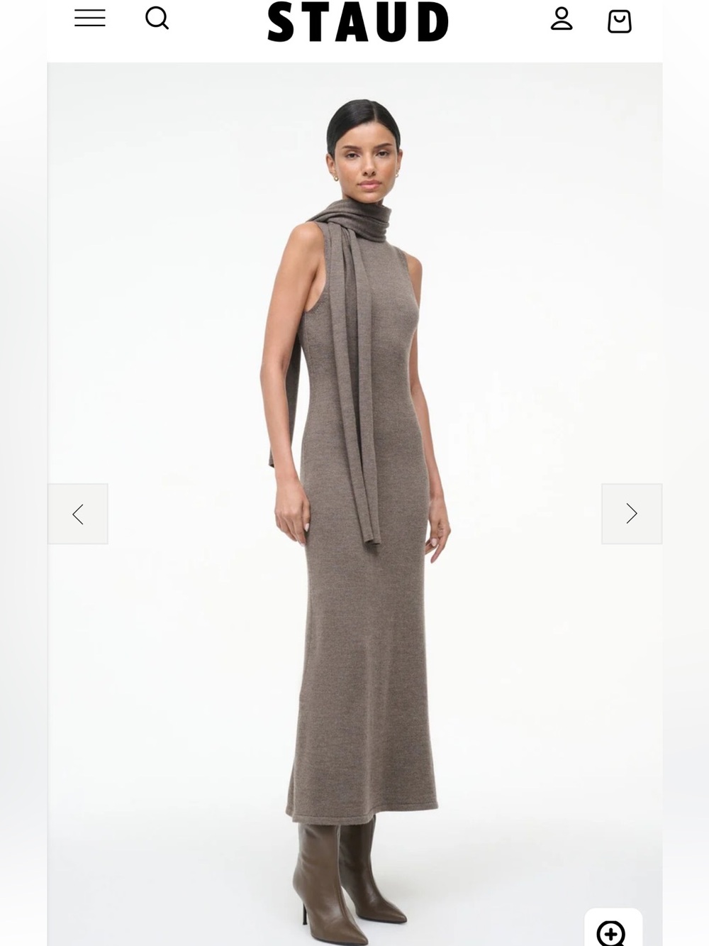 New STAUD Canal Midi Dress Truffle Sleeveless Size large